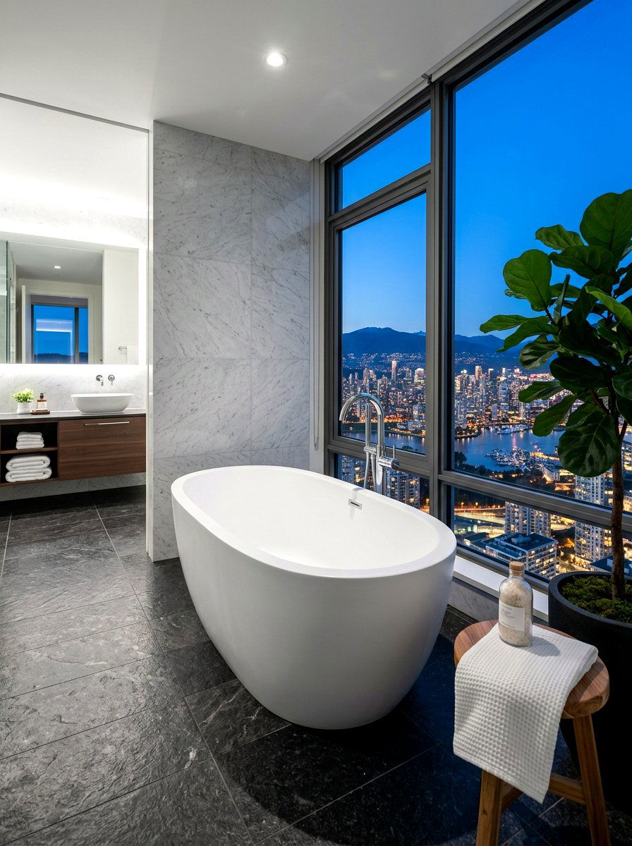 Freestanding Soaking Tub - 30 condo bathroom ideas