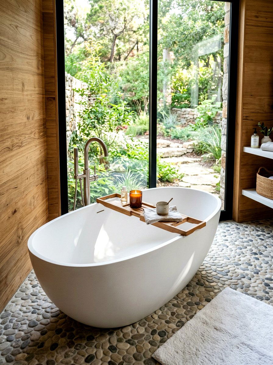 Freestanding Soaking Tub - 30 wellness bathroom ideas