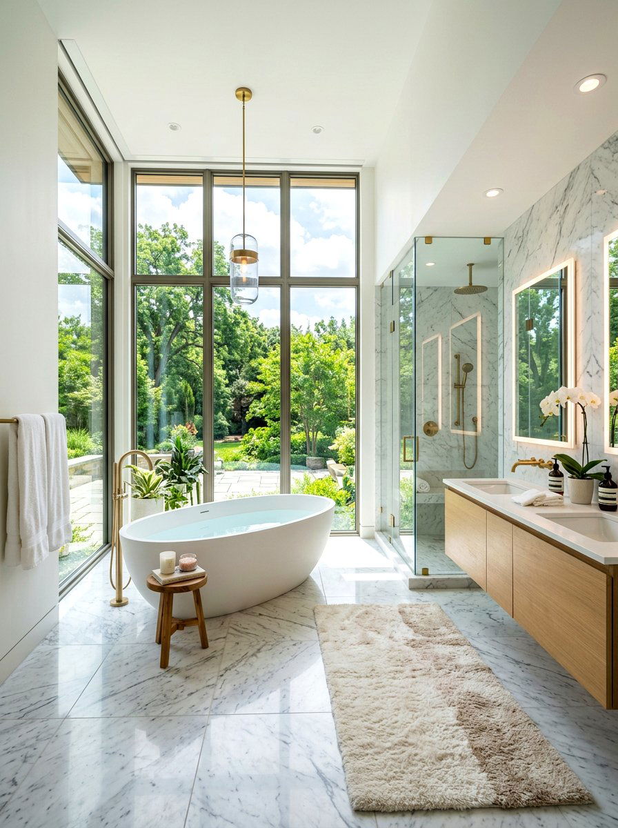 Freestanding Soaking Tub - 30 winter bathroom styling ideas