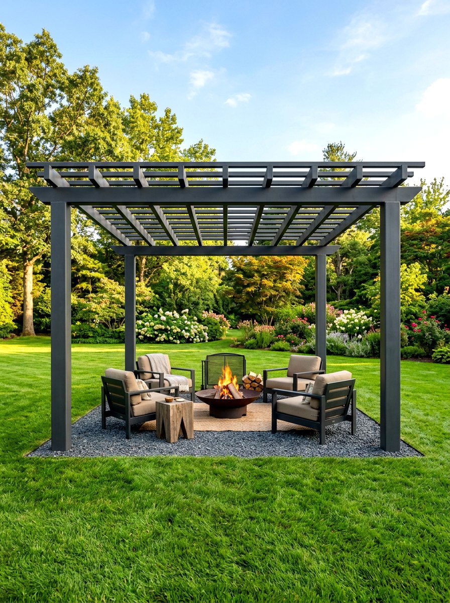 Freestanding Steel Pergola - 30 metal pergola ideas