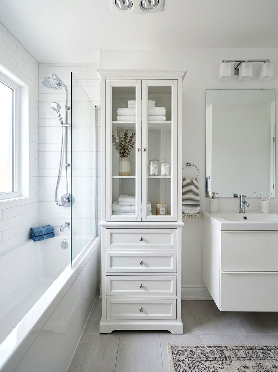 Freestanding Storage Tower - 30 bathroom storage ideas