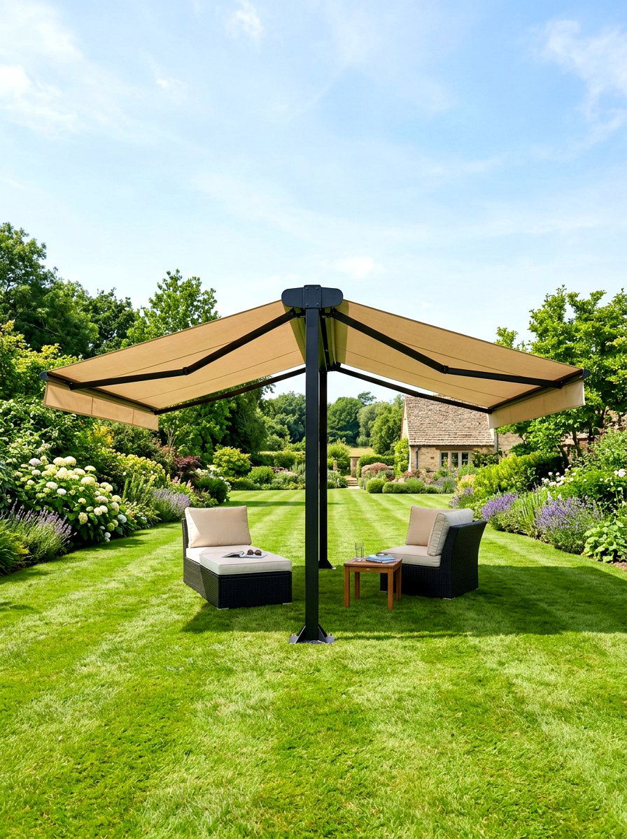 Freestanding Sun Shade - 30 retractable canopy patio ideas
