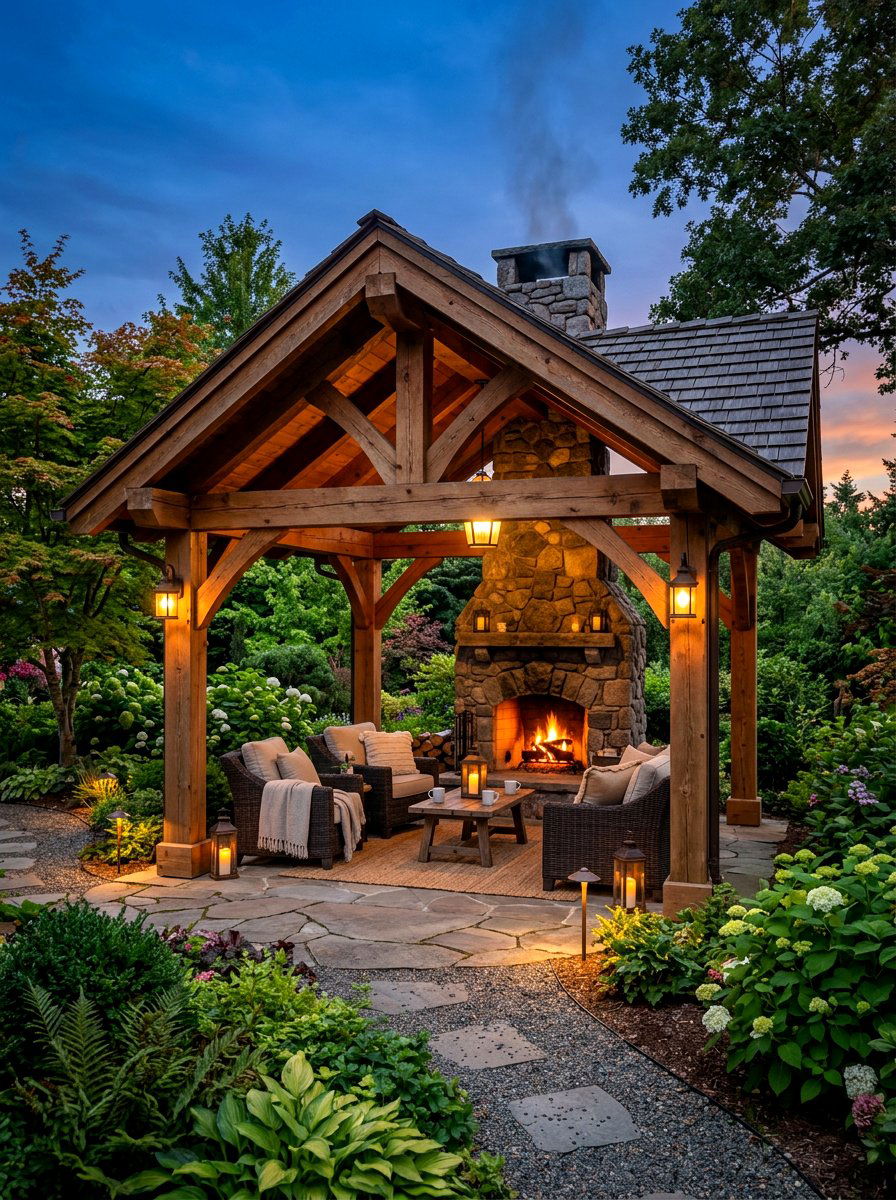 Freestanding Timber Pavilion - 30 rainproof patio ideas