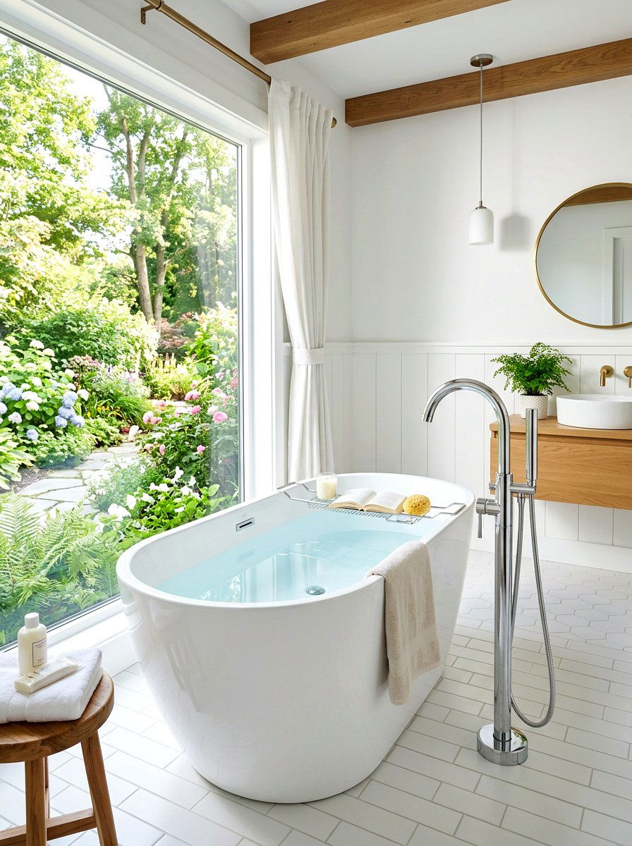 Freestanding Tub Filler - 30 cottage bathroom ideas