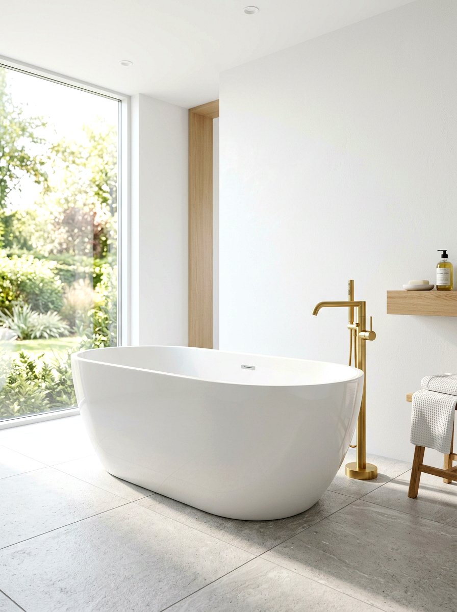Freestanding White Bathtub - 30 soaking tub ideas