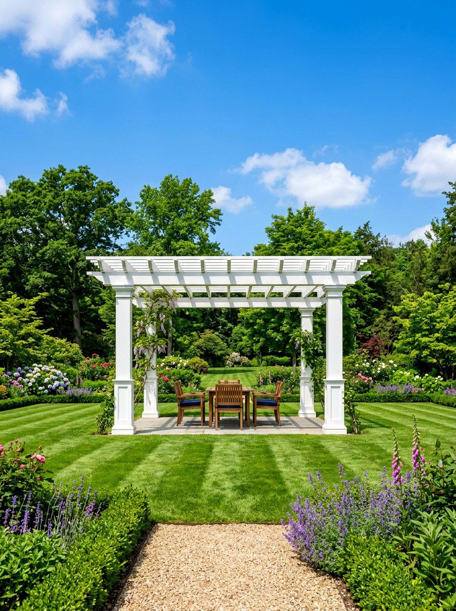 Freestanding White Pergola - 30 white pergola ideas