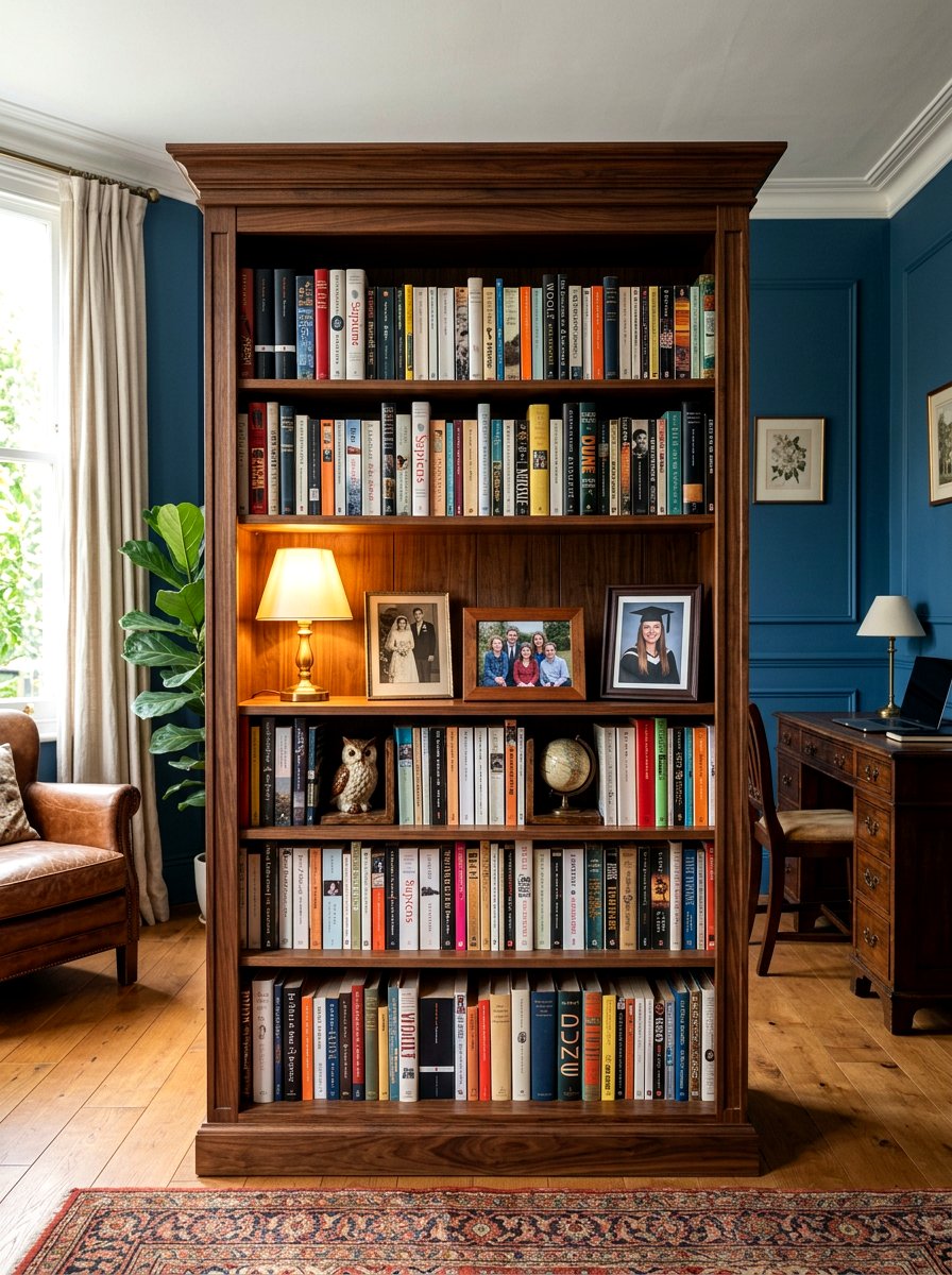Freestanding Wood Bookshelf - 30 no drill shelf styling ideas