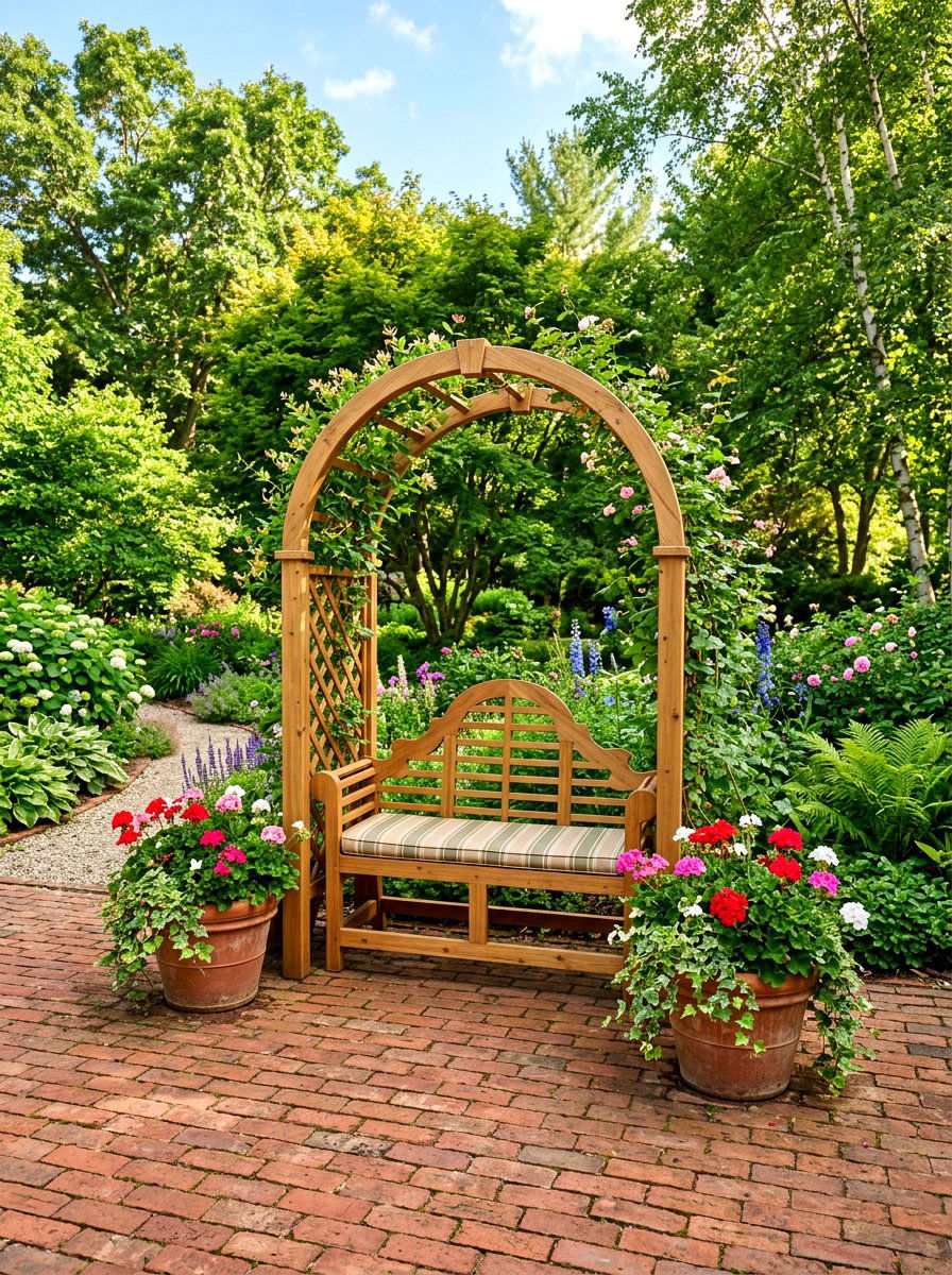 Freestanding arbor bench - 30 garden arbor seating ideas