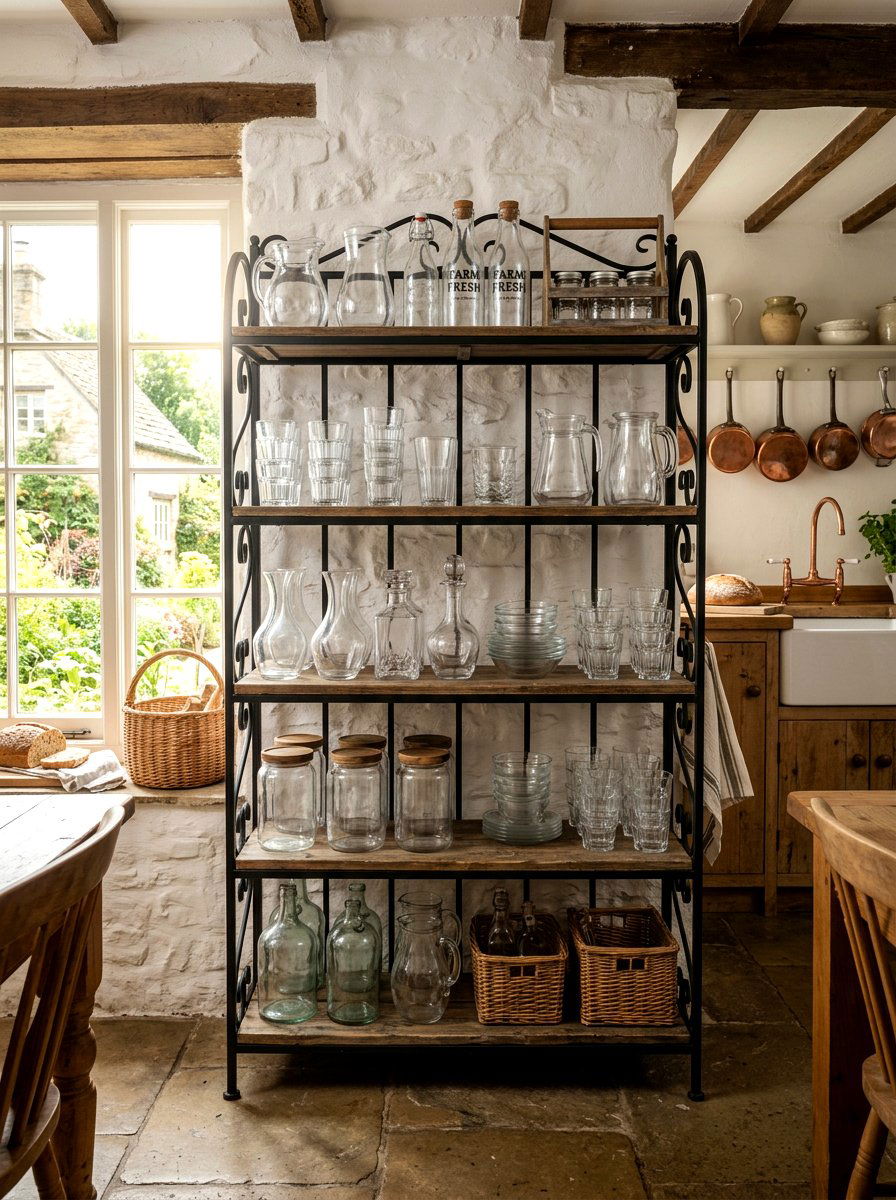Freestanding bakers glassware rack - 30 glassware display ideas