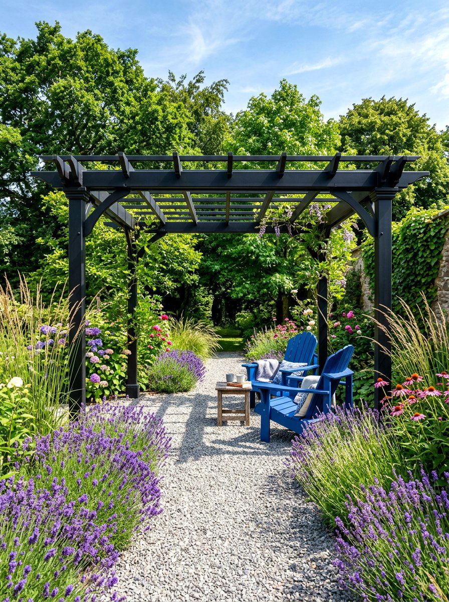 Freestanding black pergola - 30 black pergola ideas