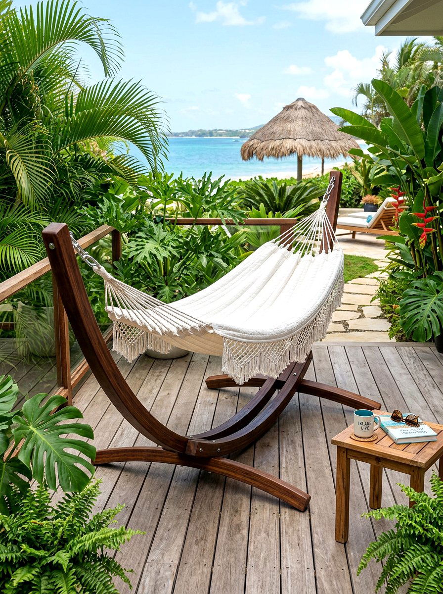 Freestanding hammock stand - 30 deck lounge furniture ideas