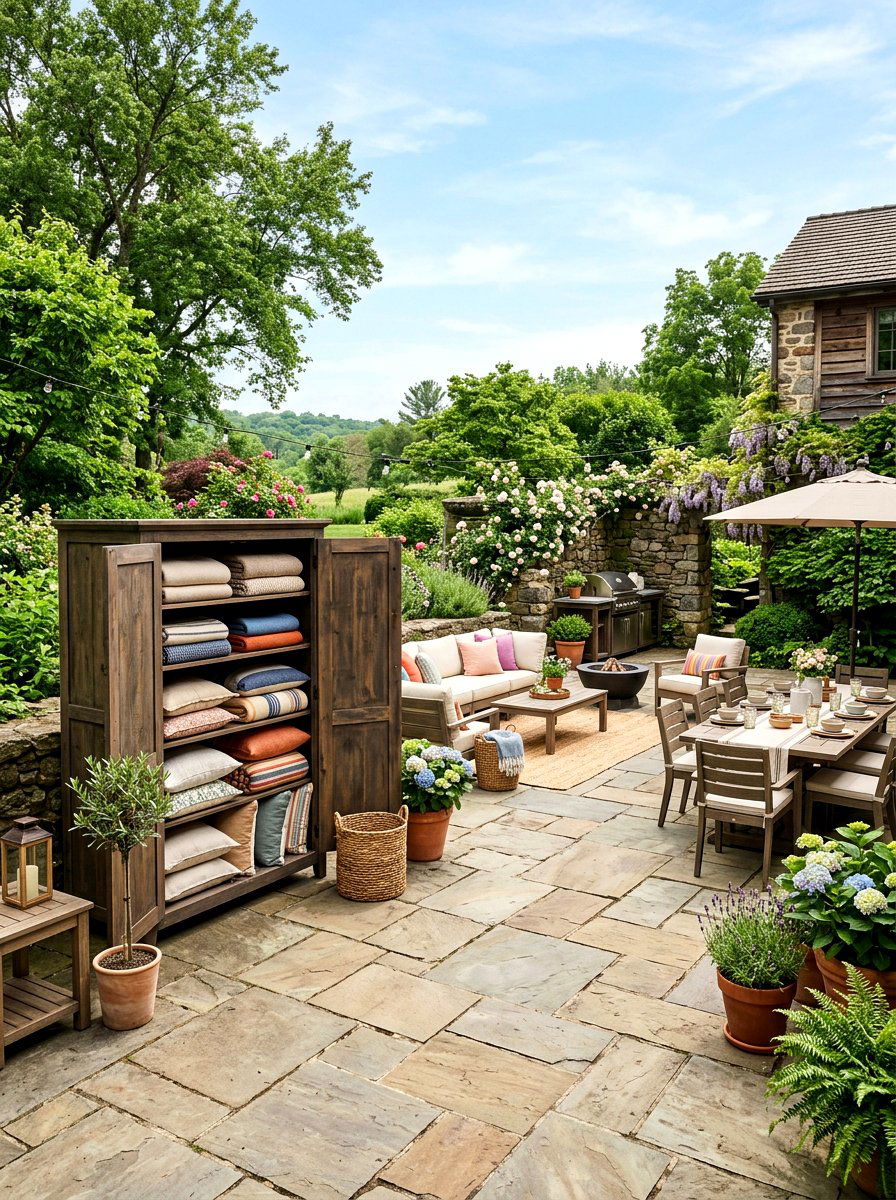 Freestanding pantry cabinet - 30 outdoor blanket storage ideas