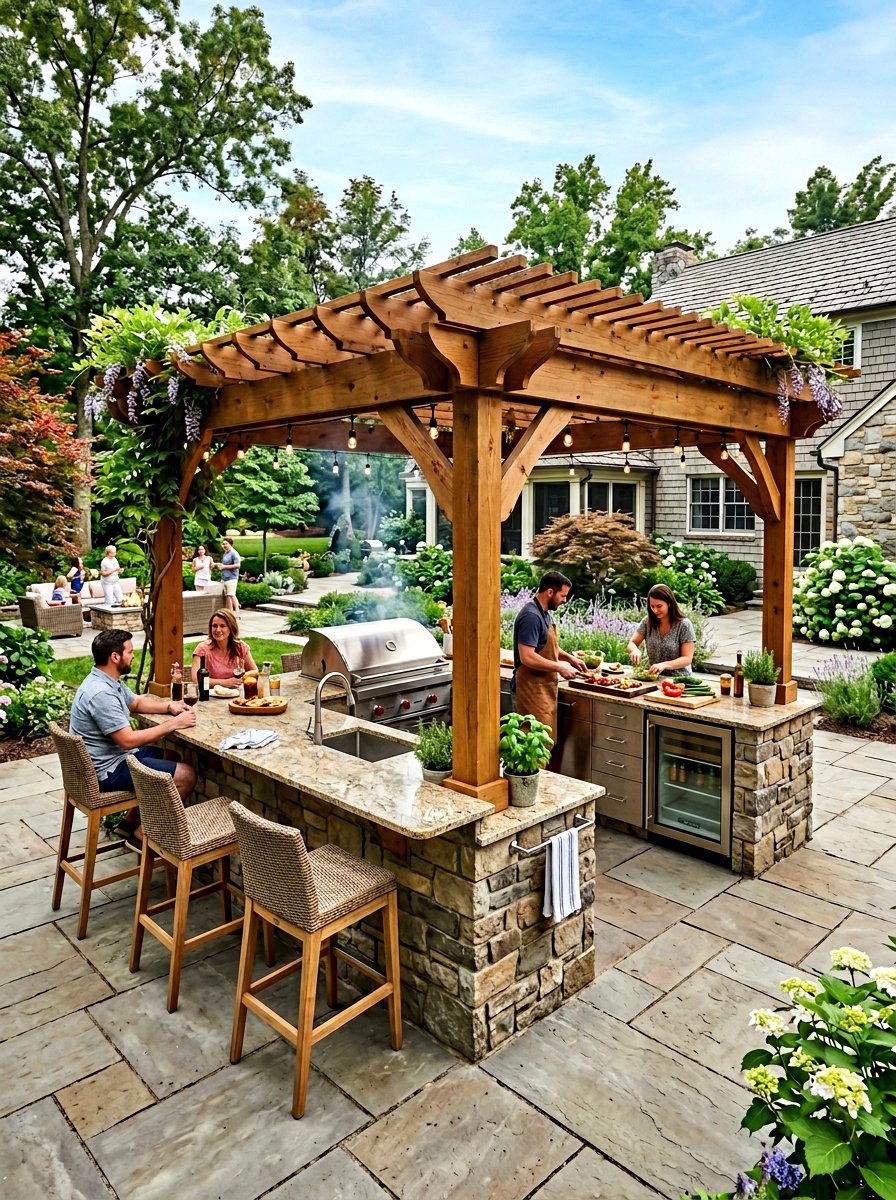 Freestanding pergola kitchen island - 30 pergola with kitchen ideas