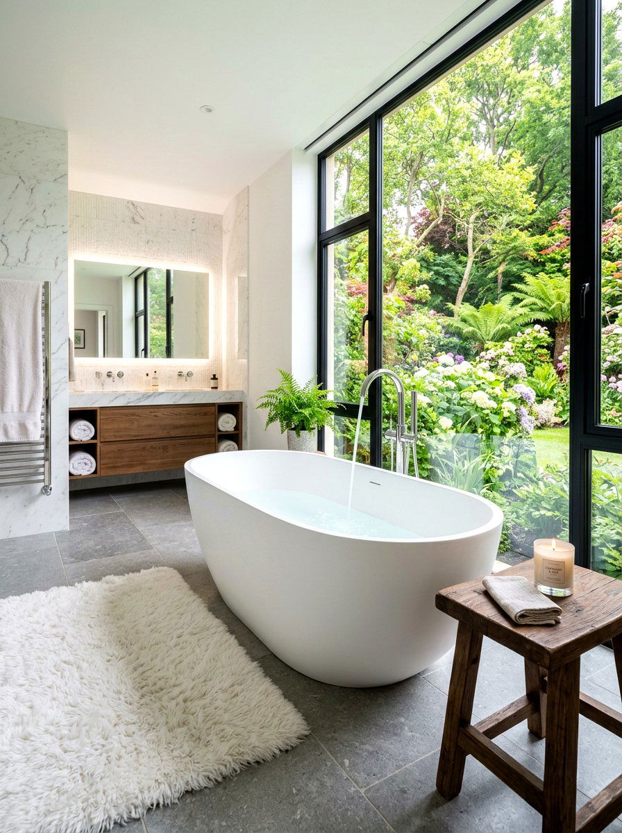 Freestanding soaking tub - 30 serene bathroom decor ideas