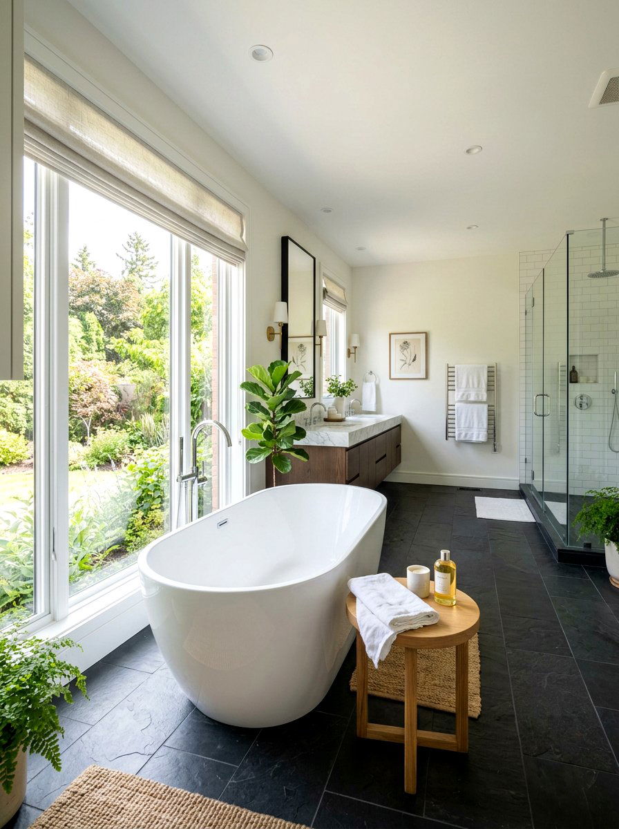 Freestanding soaking tub - 30 bathroom makeover ideas