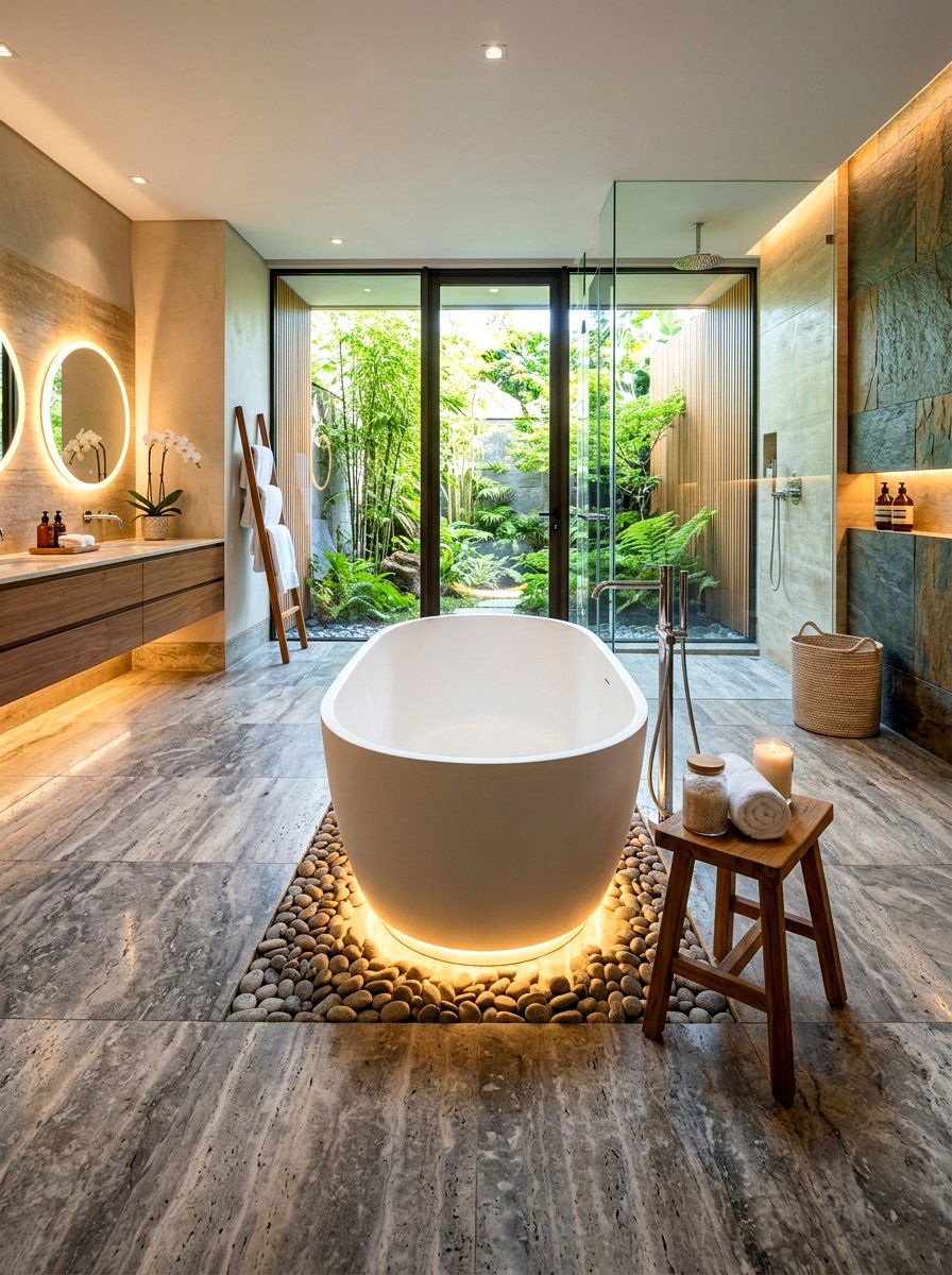 Freestanding tub floor lighting - 30 toe kick bathroom lighting ideas