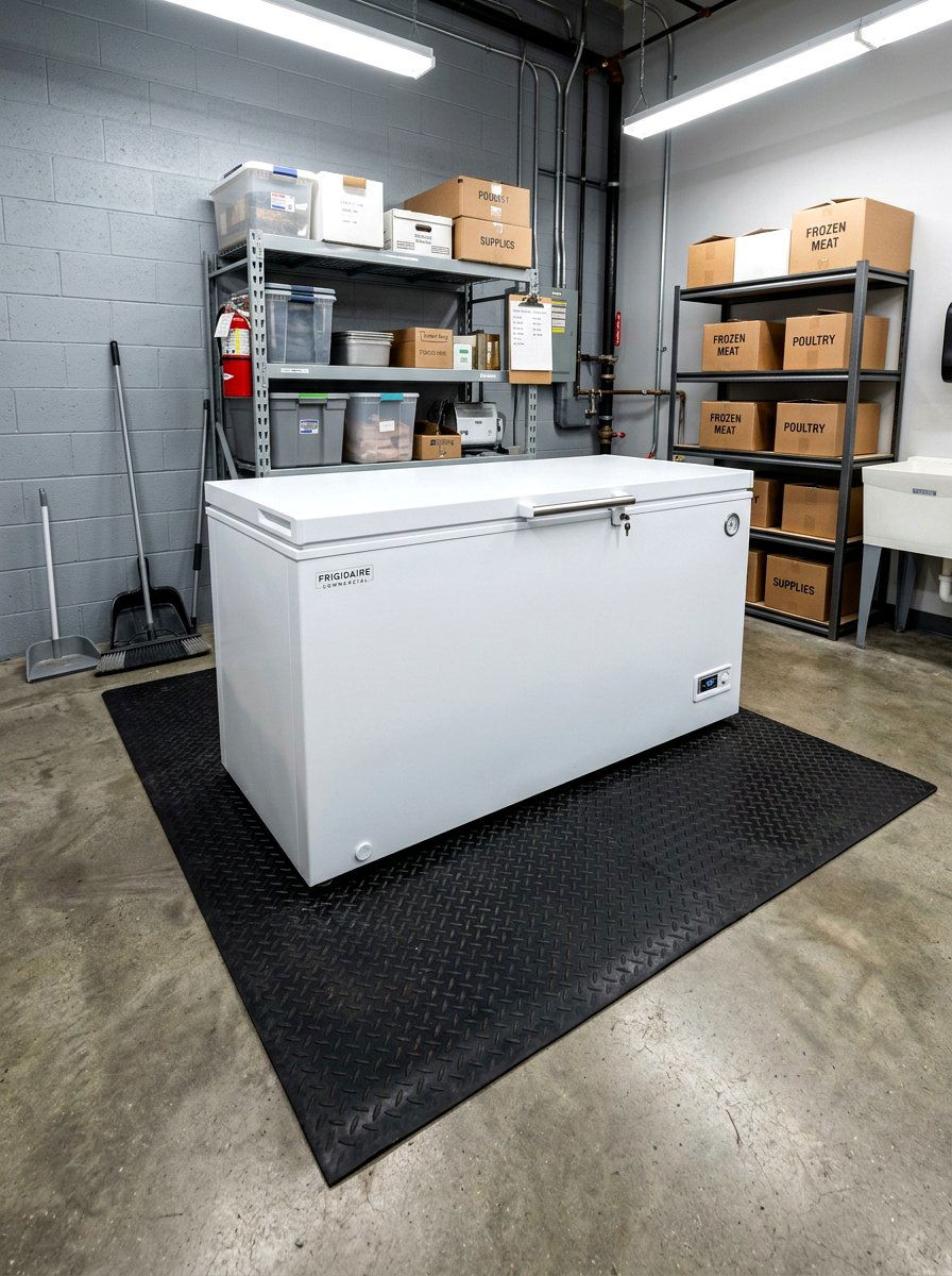Freezer area with heavy duty floor mat - 30 garage freezer corner ideas