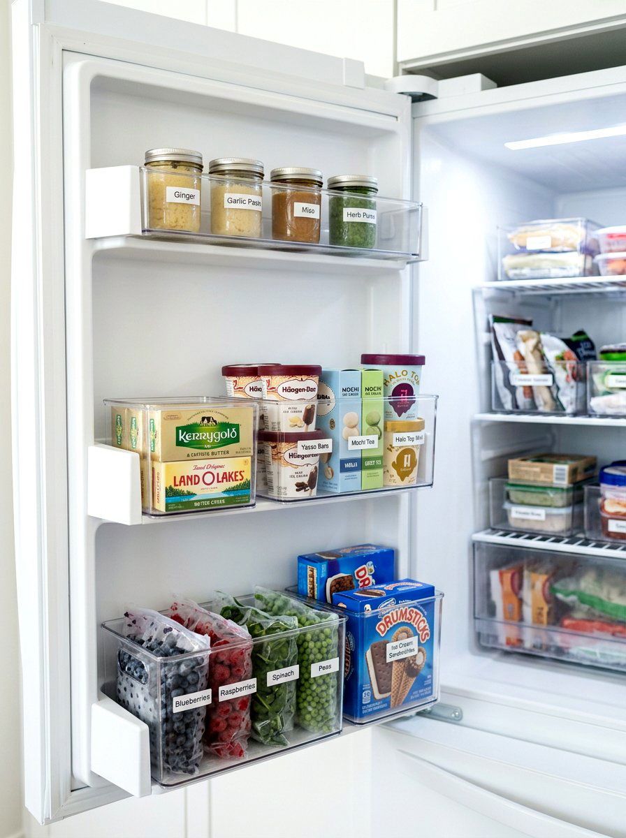 Freezer organization door storage bins - 30 freezer organization ideas