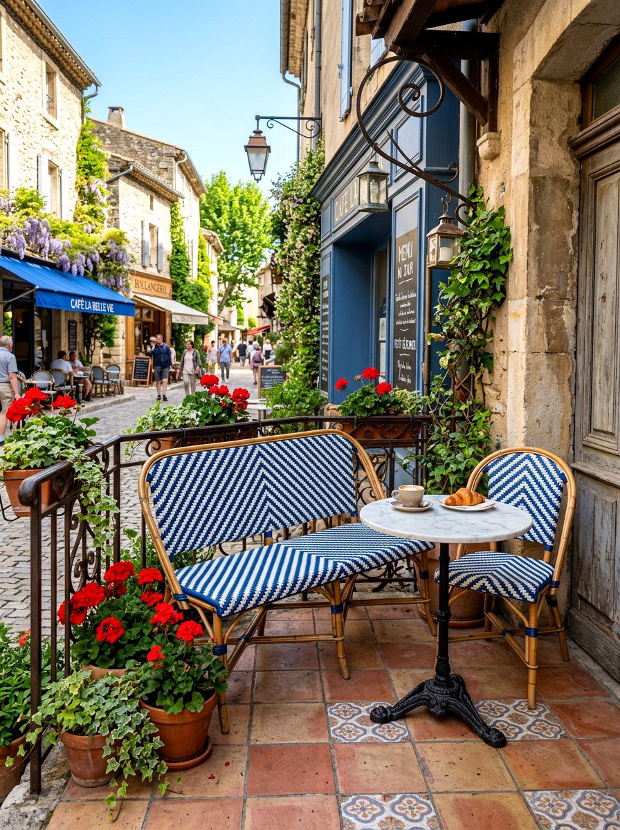 French Bistro Bench - 30 front yard bench ideas