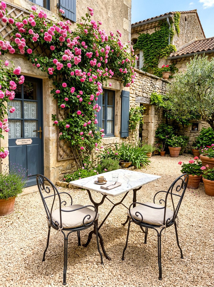 French Bistro Courtyard - 30 kitchen courtyard garden ideas