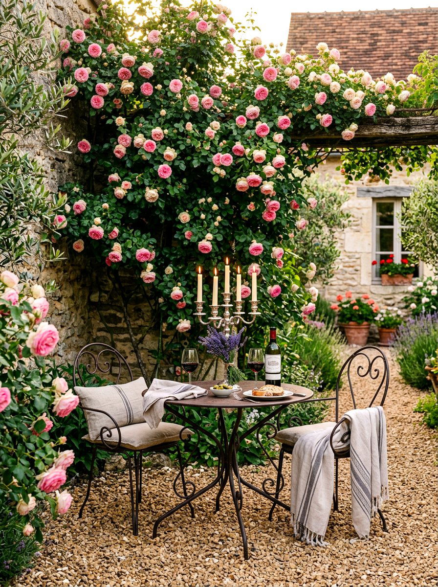 French Bistro Set - 30 backyard candlelight dinner ideas