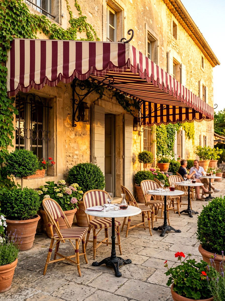 French Bistro Style Patio Awning - 30 scalloped awning ideas
