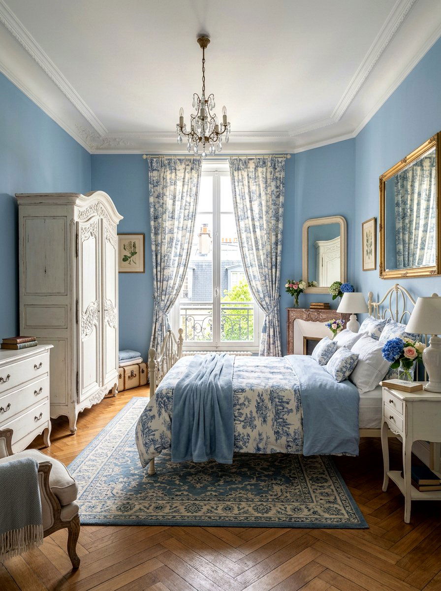 French Blue Bedroom - 30 blue bedroom ideas