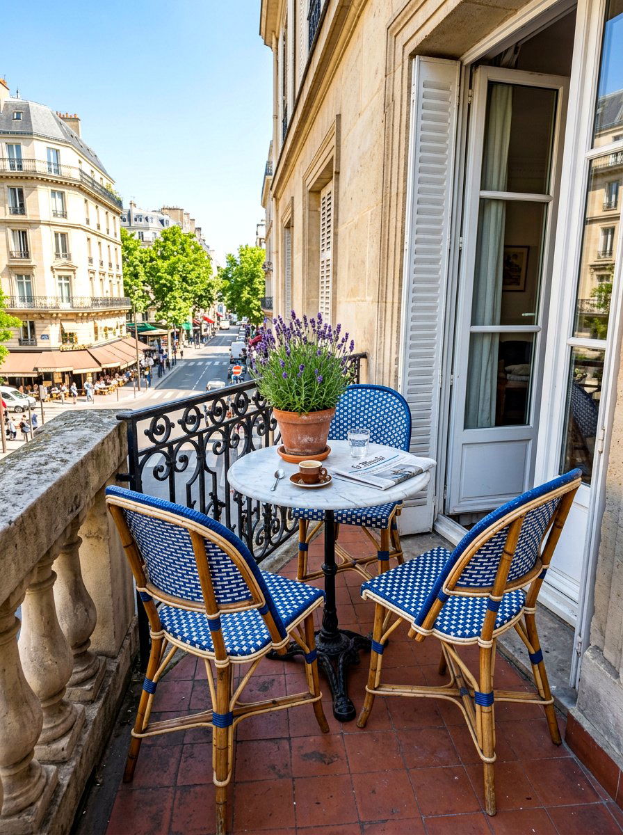 French Cafe Balcony Chairs - 30 balcony cafe apartment ideas