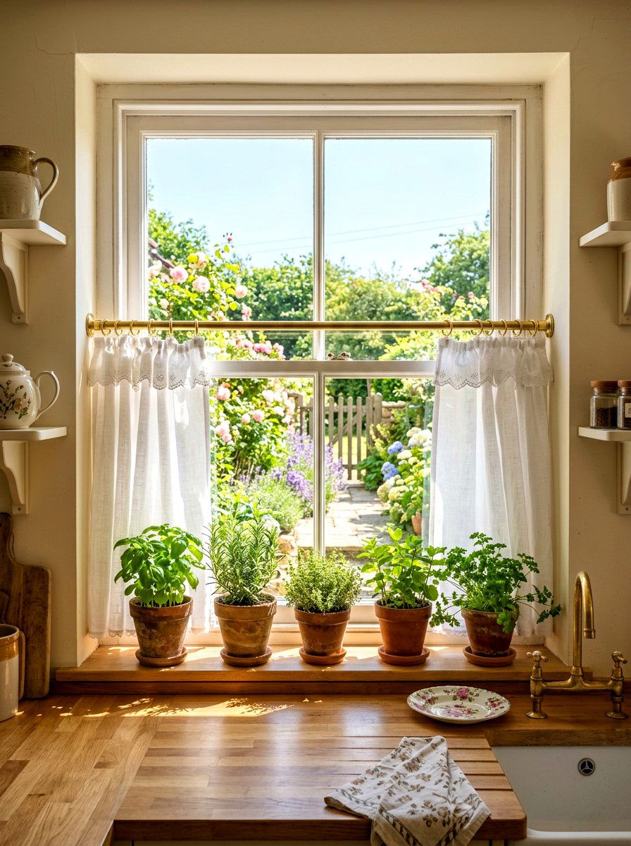 French Cafe Curtains - 30 coffeehouse kitchen decor ideas