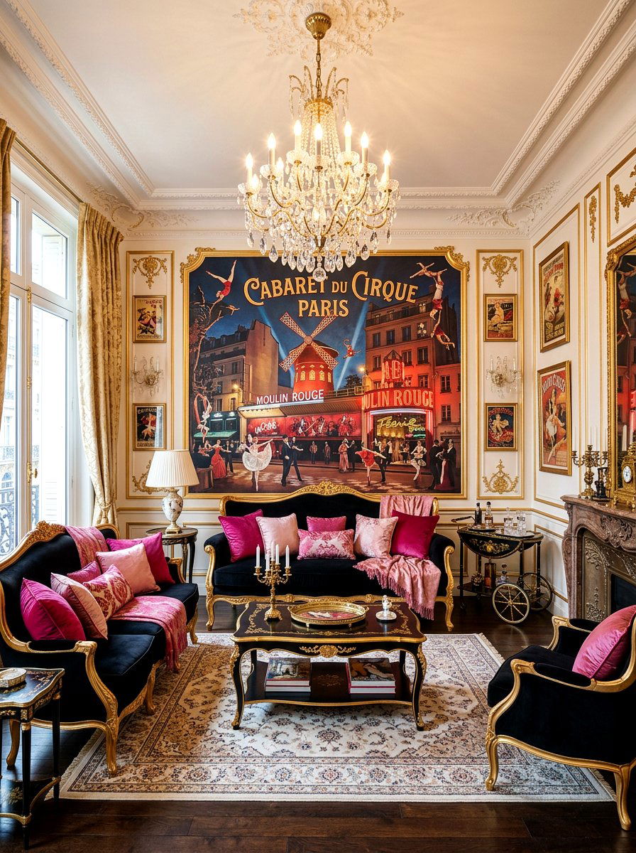 French Circus Living Room - 30 circus inspired living room ideas