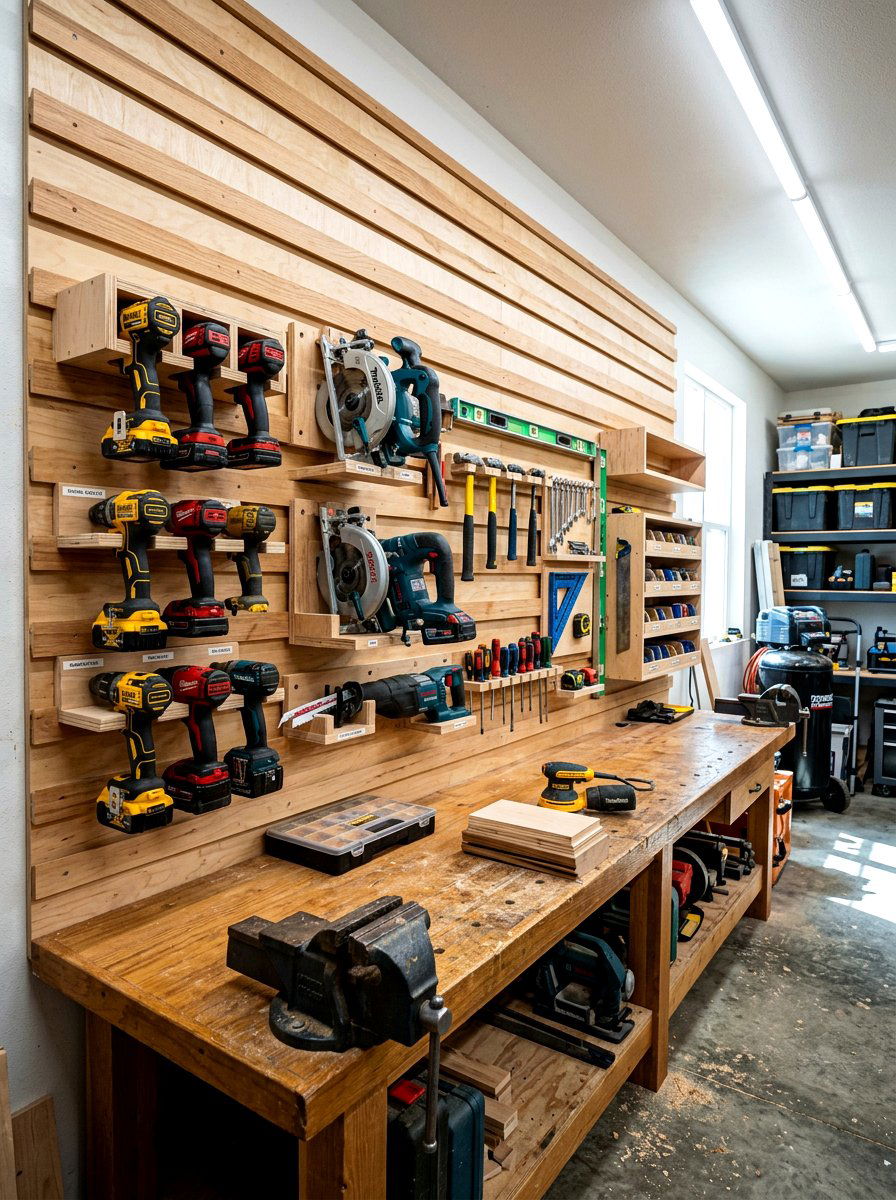 French Cleat System - 30 garage tool storage ideas