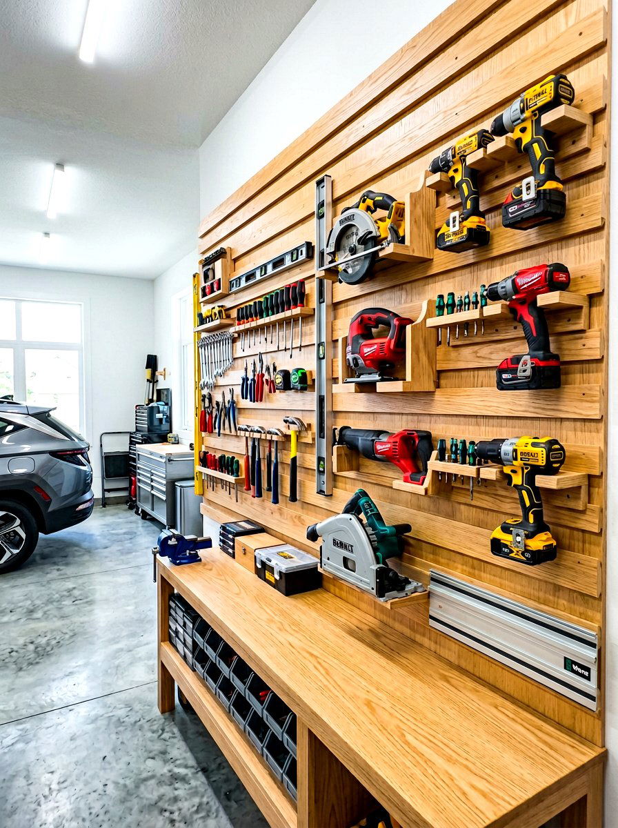 French Cleat Wall - 30 power tool storage ideas