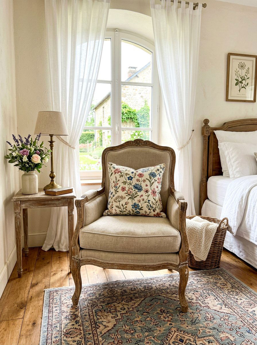 French Country Armchair - 30 bedroom sitting area ideas