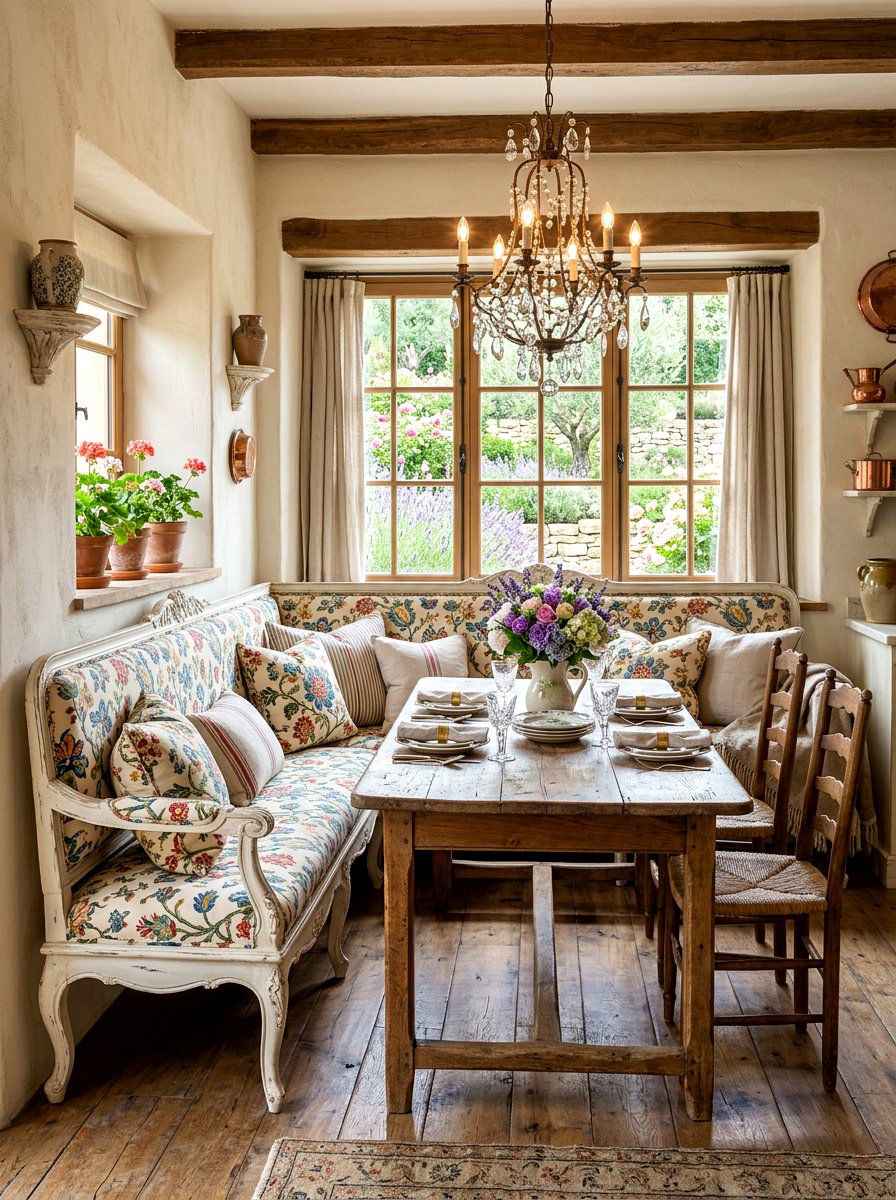 French Country Banquette - 30 banquette dining room aesthetic ideas
