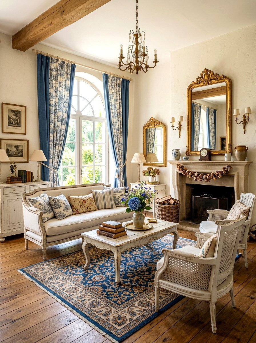 French Country Blue Living Room - 30 denim blue living room ideas