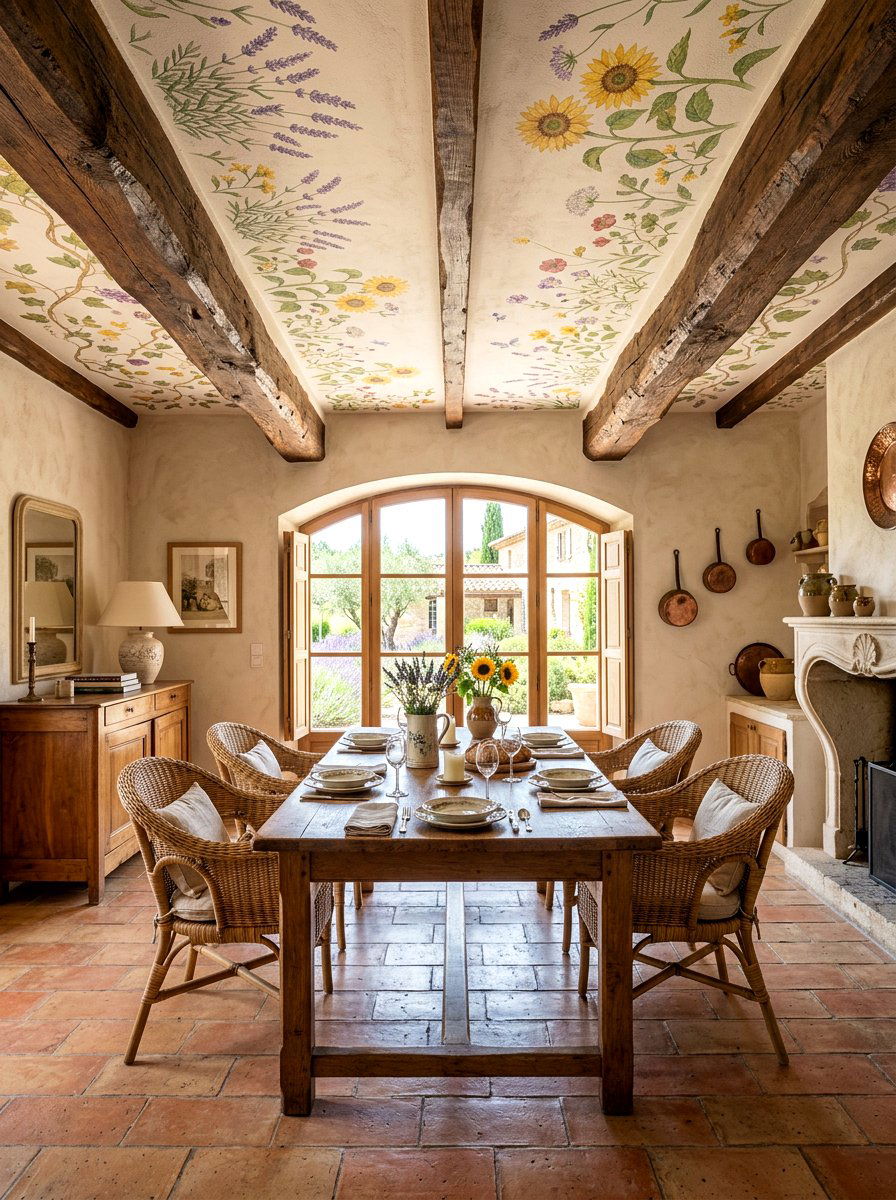 French Country Ceiling - 30 vintage floral ceiling ideas
