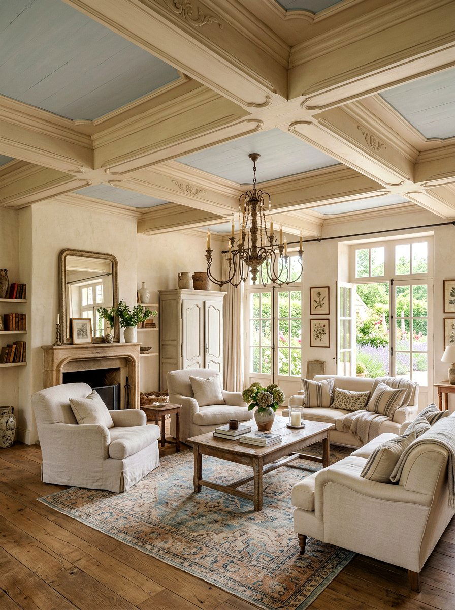 French Country Coffered Ceiling Living Room - 30 coffered ceiling living room ideas