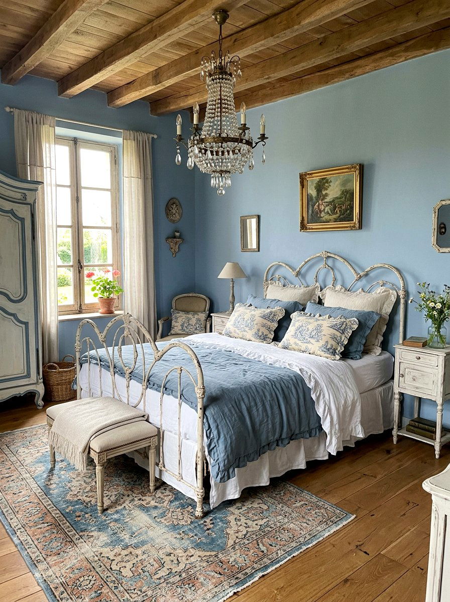 French Country Dusty Blue Bedroom - 30 dusty blue bedroom ideas