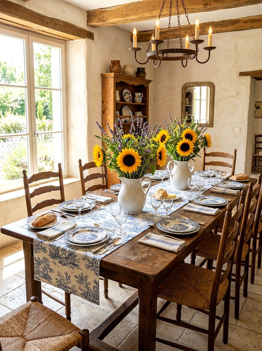 French Country Flower Setting - 30 floral tablescape ideas