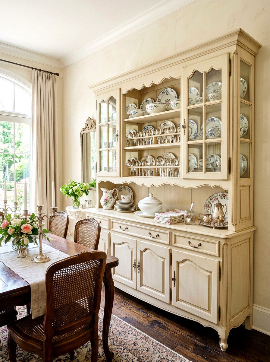 French Country Hutch - 30 tea shelf styling ideas