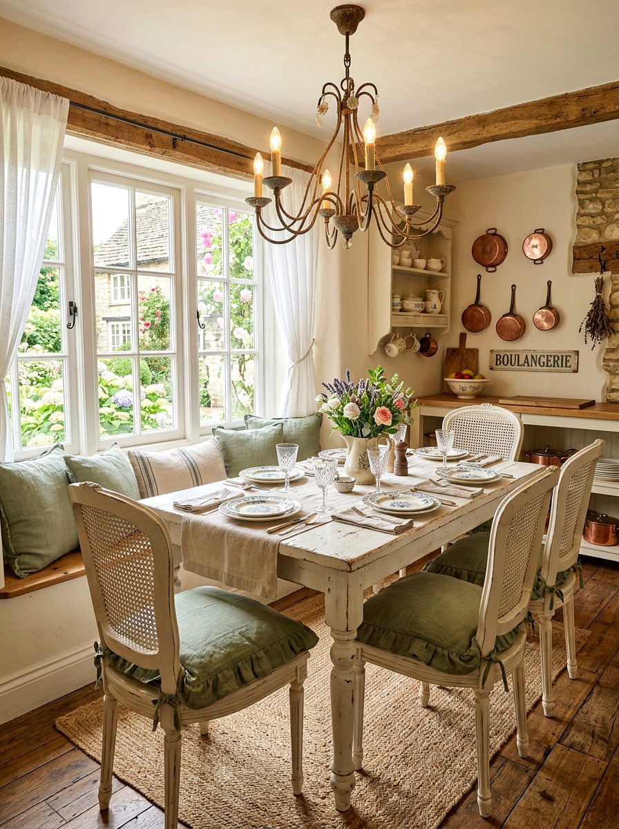 French Country Kitchen Nook - 30 breakfast window nook ideas
