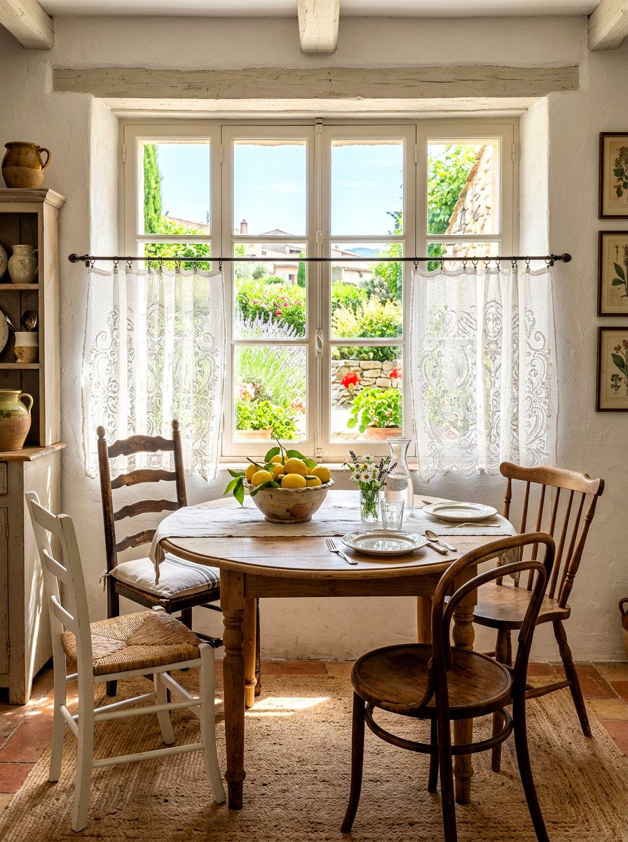 French Country Lace Cafe Curtain - 30 lace curtain ideas