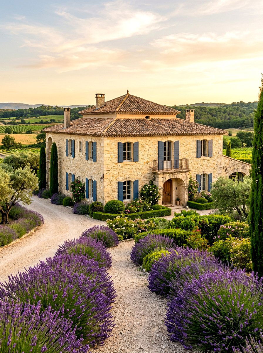 French Country Limestone - 30 house facade ideas