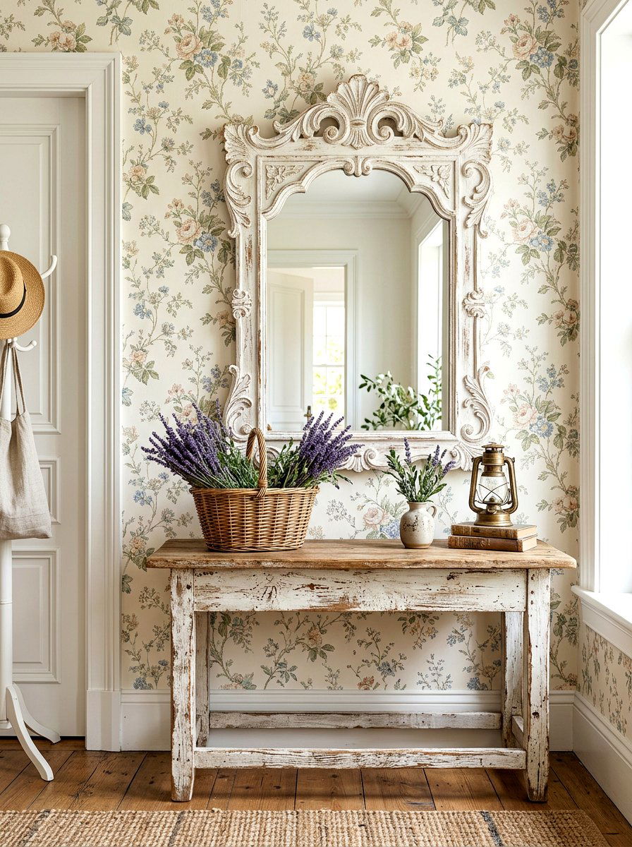 French Country Mirror - 30 foyer mirror wall ideas
