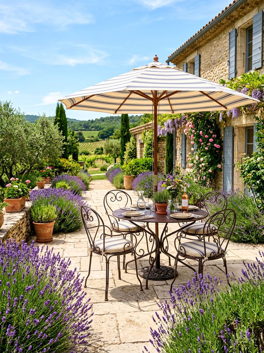French Country Patio - 30 stone courtyard patio ideas