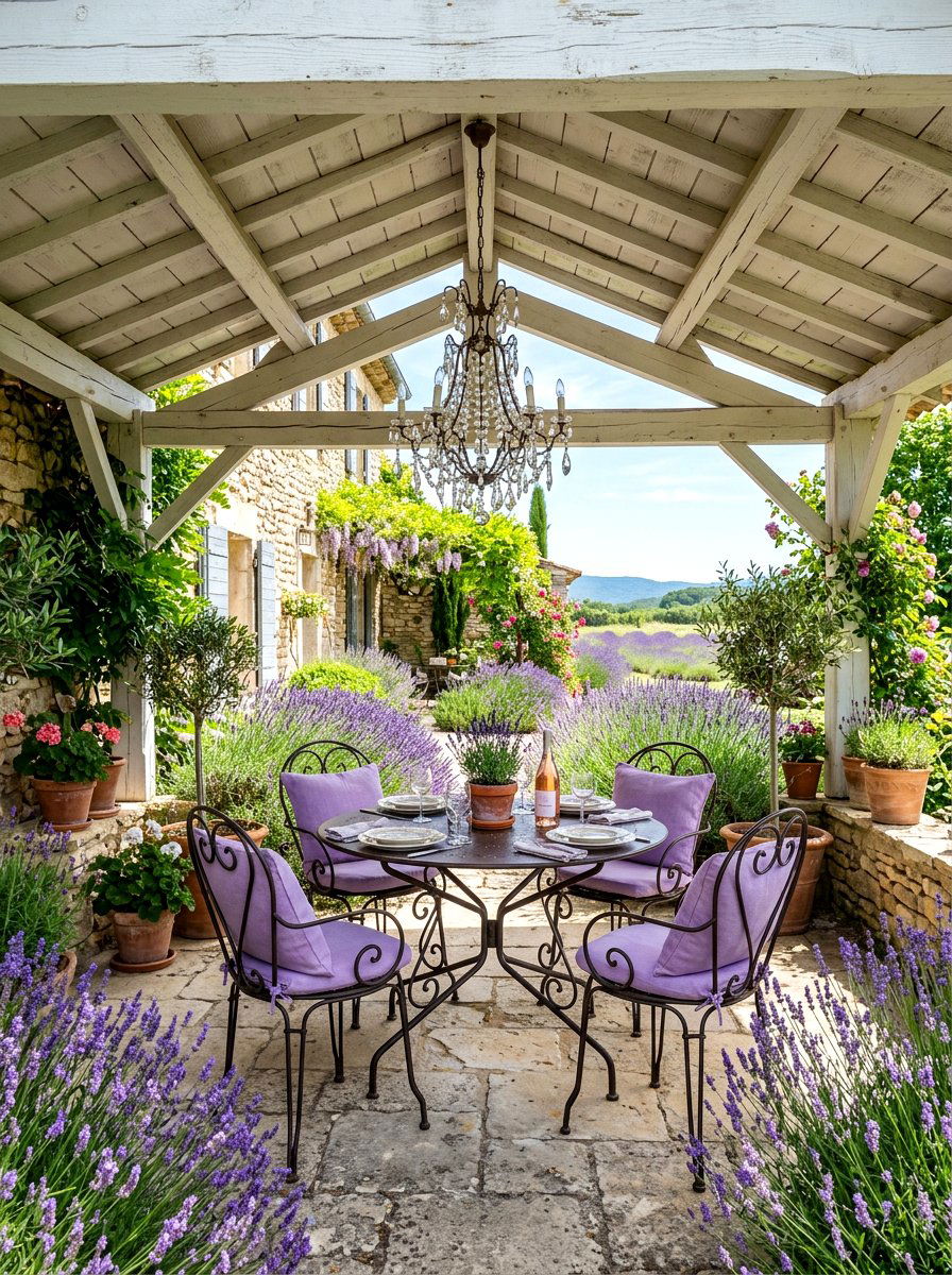 French Country Patio - 30 covered patio lounge ideas
