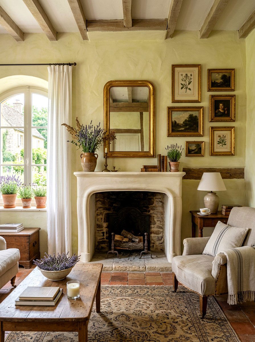 French Country Plaster - 30 fireplace mantel ideas