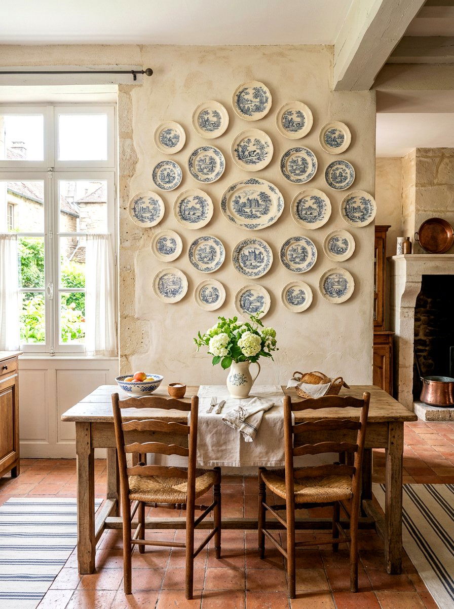 French Country Plate Wall - 30 plate wall dining room ideas