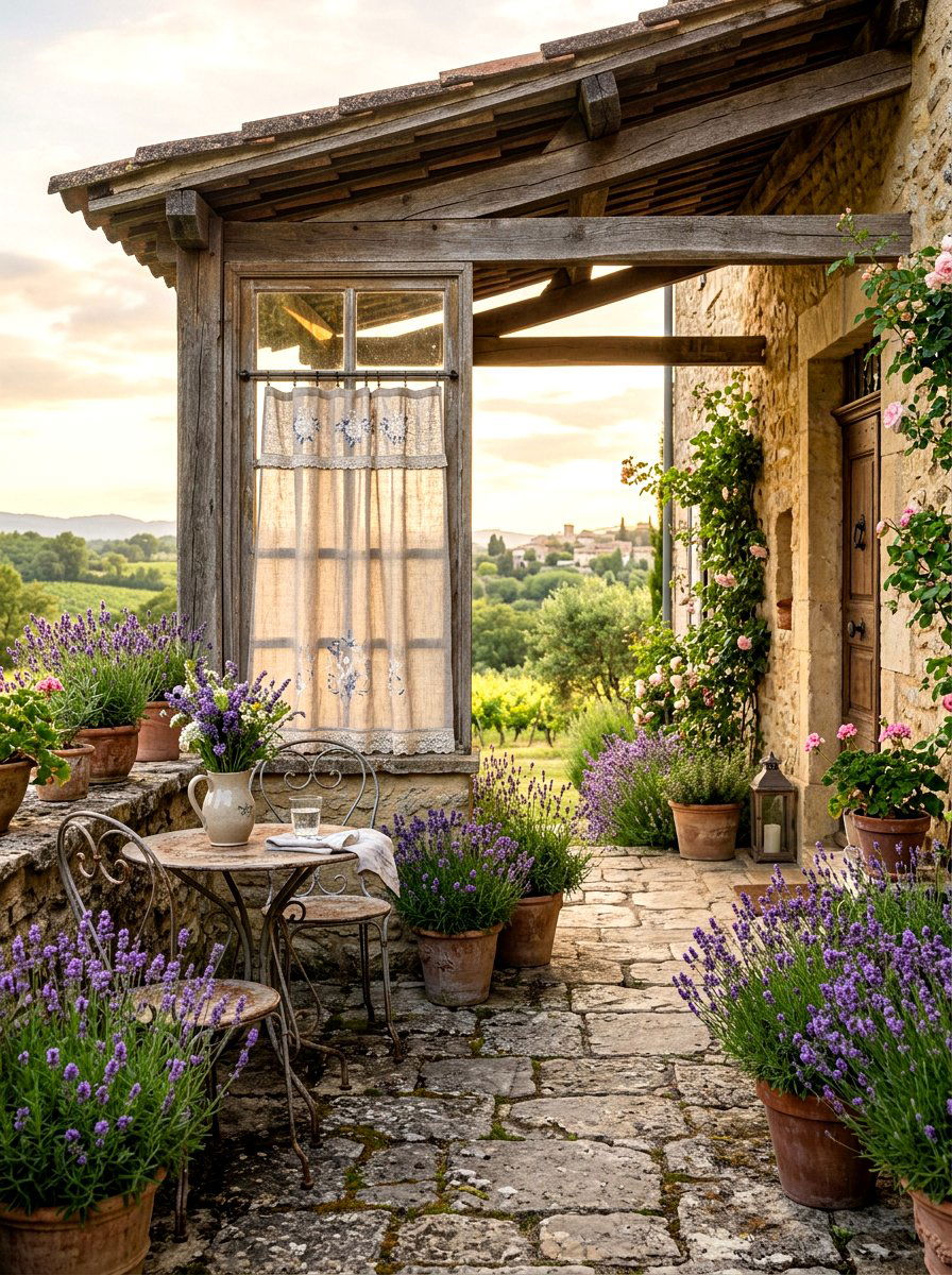 French Country Porch Cafe Curtains - 30 porch with cafe curtains ideas