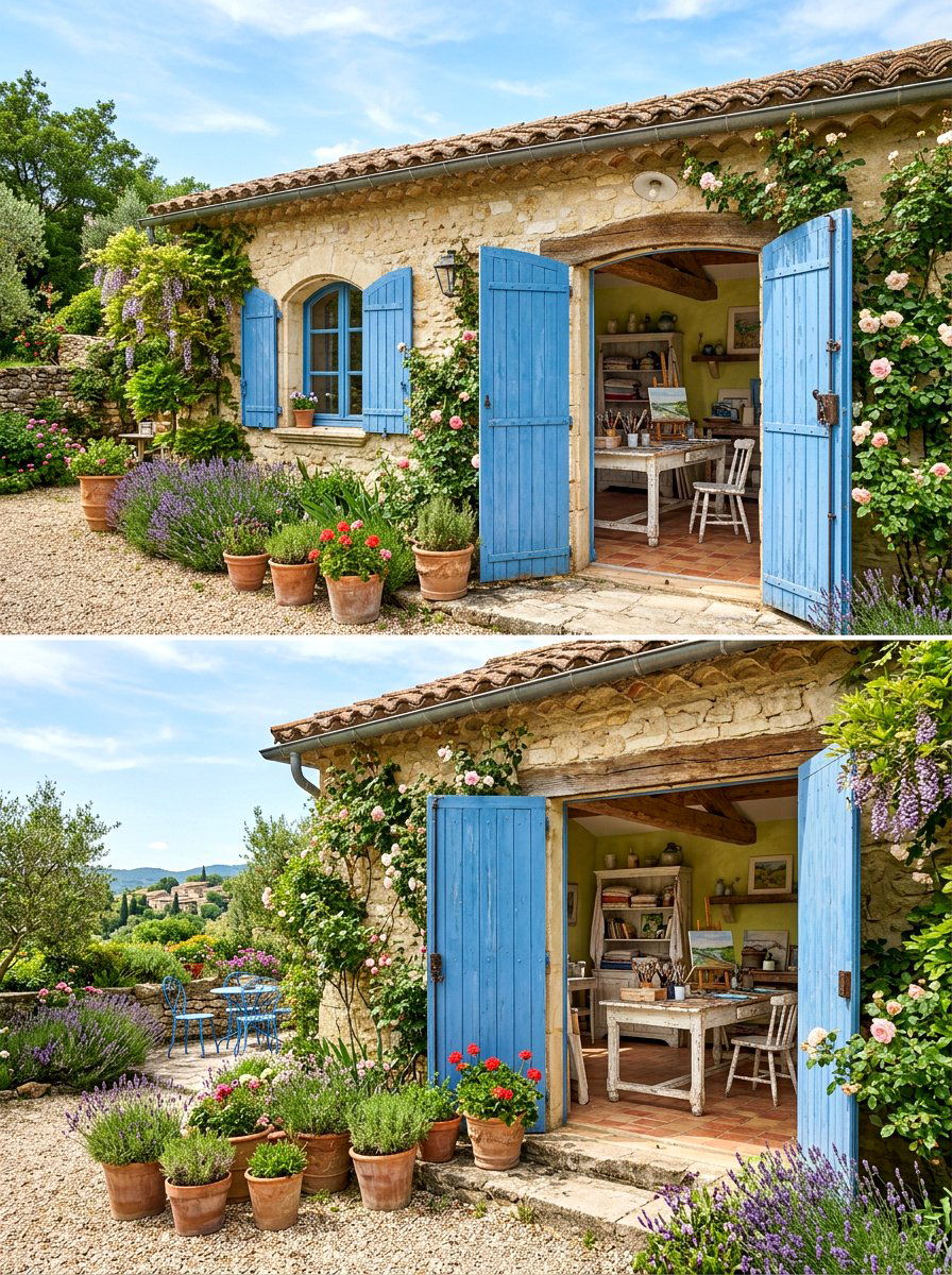 French Country Studio - 30 art shed ideas